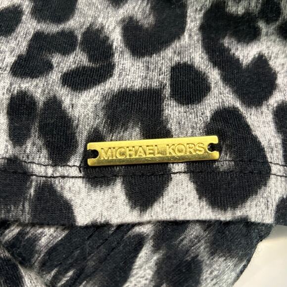 Michael Kors Leopard Animal Print Off Shoulder Top Blouse Women’s Size Large - Picture 6 of 7